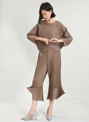 Sculptural Pleated Top & Pants Set