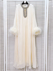 Luxe Pleated Feather Midi Dress