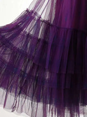 Asymmetric Tiered Tulle Ruffle Skirt
