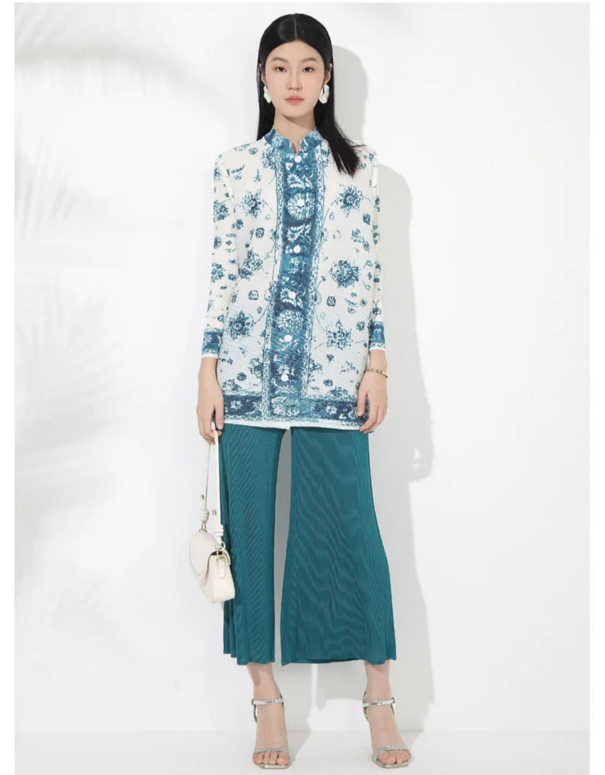 Tailored Fit Pleated Palazzo Pant Set