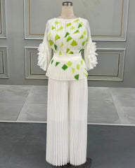 2-Piece Plissé Palazzo Set