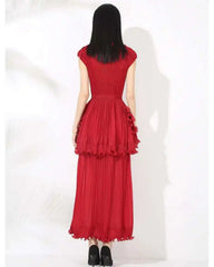 Pleated Sleeveless Ruffle Dress