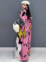 HEYFANCYSTYLE Pink Elegance Long Loose-Fit Knit Dress
