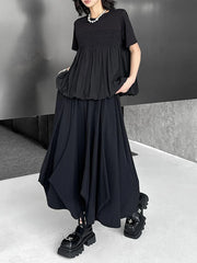Black Dramatic Drape Pull-On Pants