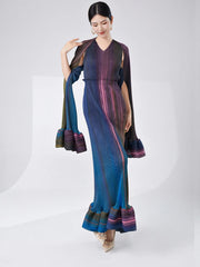 Designer Pleated Shawl Sleeveless Dress