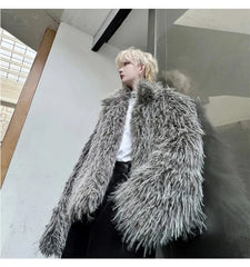 Men's Cozy Faux Fur Coat – Warm Luxury Streetwear