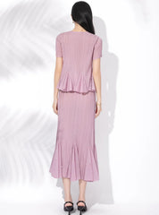 Pleated Pearl Peplum Skirt Set