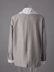 Elegant Pinstripe Lace Blazer