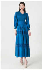 Luxury Fitted-Waist Plissé Dress