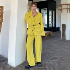 Canary Yellow Relaxed Fit Suit for Men