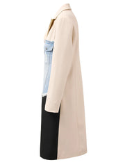 Deconstructed Denim-Panelled Blazer Long Coat