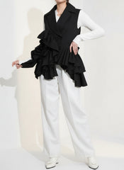 Luxury Ruffle Asymmetrical Vest