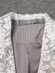 Elegant Pinstripe Lace Blazer