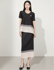 Elegant Pleated Tunic Skirt Set