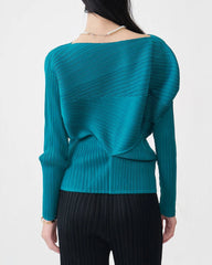 Plissé Pleated Knit Asymmetric Top