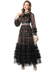 Luxury Tulle Embroidered Dress