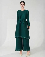 2-Piece Luxe Plissé Pant Suit