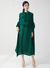 Luxe Pleated Dress with Sleeves