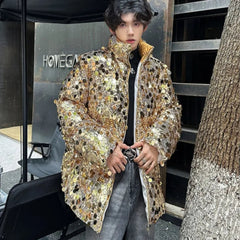 High-Fashion Men's Sequin Bomber Jacket