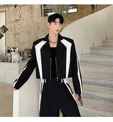 Men's 2-Piece Casual Black Blazer + Baggy Trousers Set