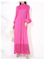 Truly Pleated Oversized Sleeve Midi Dress