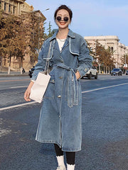 Women's Stylish Oversized Denim Trench Coat