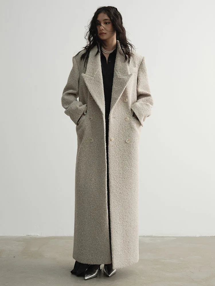 Women's Woolen Extra Long Trench Coat | Elegant Outerwear