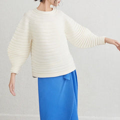 Thick Pleats Balloon-Sleeve Top