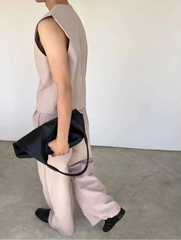 Men's Vest & Wide-Leg Pantsuit Set