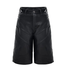 Men's Textured Faux Leather Long Shorts