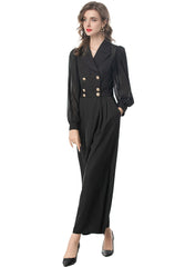 Women's Luxe Puff Mesh Long Sleeve Jumpsuit