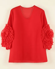 Floral Plissé Elegant Top