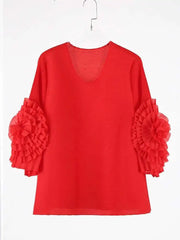 Truly Pleated Ruffle Sleeve Top