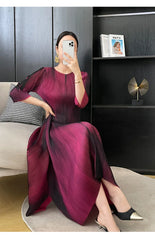 Couture Truly Pleated Midi Dress - 3/4 Sleeves