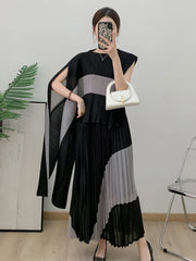 Luxe Pleated Long Skirt & Top Matching Set