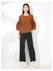 Truly Pleated Ruffle Sleeve Top