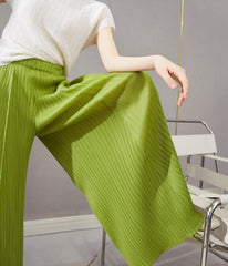 Lightweight Plissé Wide Leg Trousers