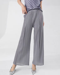 Luxury Plisse Wide-Leg Trousers