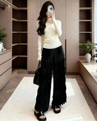 Plisse Fluid Wide-Leg Pant