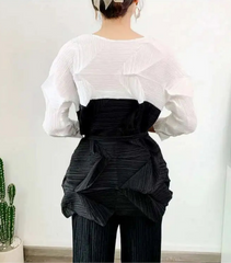 Luxury Pleated Geometric Top