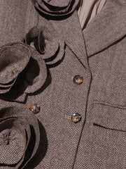 Couture Tailored Blazer with Mini 3D Flowers