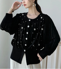 Luxury Velvet Pleated Blouse