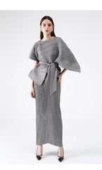 Plissé Pleated Midi Dress & Shawl