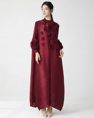 Luxe Pleated Dress with Sleeves