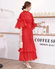 Luxury Pleated Ruffle Dress