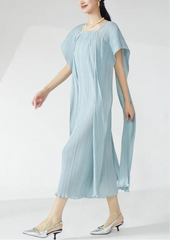 Luxury Pleats Square-Neck Dress