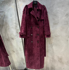 Women's Suede Belted Trench Coat