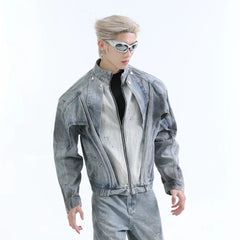 Men's Retro Baggy Blue Denim Jacket & Jeans 2-Piece Set