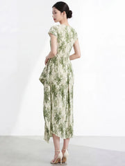 Luxury Botanical Pleated Dress