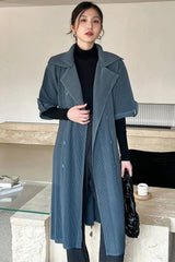 Luxury Pleated Belted Trench Coat